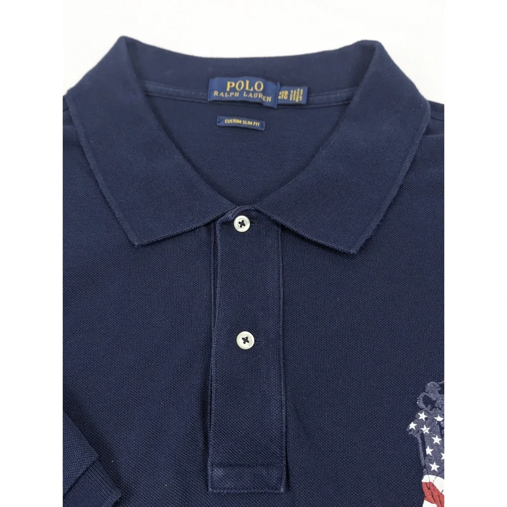 Polo Ralph Lauren Shirt Mens 4XB 4XL Big Pony USA Navy Blue Polo American Flag